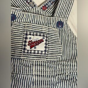 The Children's Place Blue and White Striped Baby slugger overalls